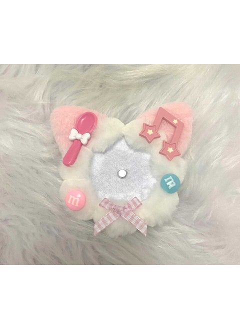 Cute Cat Ear Plush Badge Base 58mm Pink kitten [ready in stock first] individually packaged