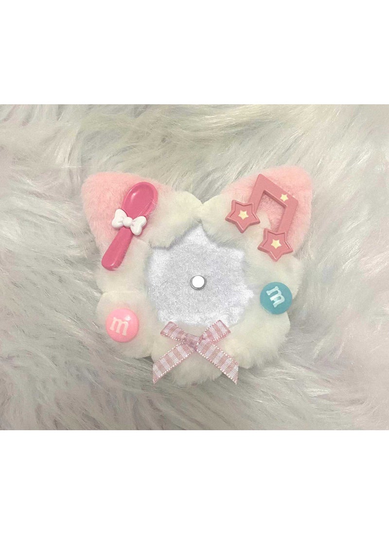 Generic - Cute Cat Ear Plush Badge Base 58mm Pink kitten [ready in stock first] individually packaged - Image 1