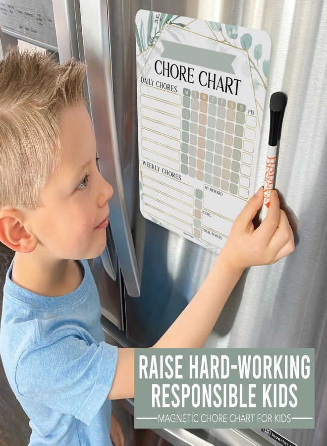 Hadley Designs 3 Greenery Dry Erase Chore Chart for Kids Multiple Kids - Kids Chore Chart Kids Chart, Chores Chart for Kids Multiple Kids, Magnetic Chore Chart for Kids, Chore Chart Adults, Chores Chart for Teens - Image 2