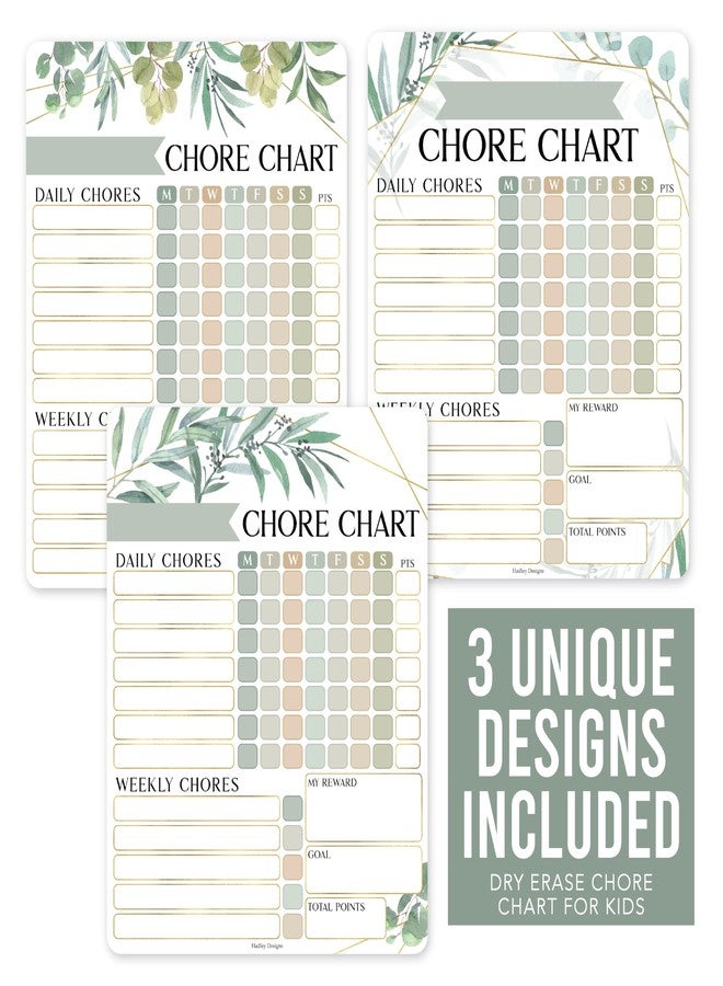 Hadley Designs 3 Greenery Dry Erase Chore Chart for Kids Multiple Kids - Kids Chore Chart Kids Chart, Chores Chart for Kids Multiple Kids, Magnetic Chore Chart for Kids, Chore Chart Adults, Chores Chart for Teens - Image 3