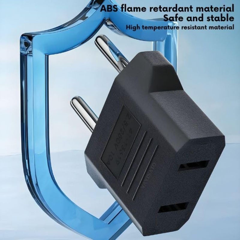 VAYINATO 2 Pin Plug Socket Adaptor Flat Plug China Thailand Europe Taiwan Japan Italy Korea and Indonesia to India by Petzlifeworld 5 PcsBlack - Image 5