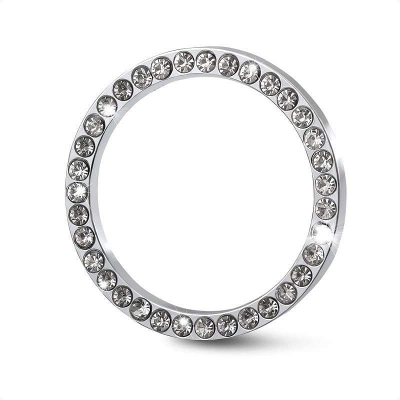 Bling Car Decor SD1003 Crystal Rhinestone Car Bling Sticker Ring Emblem Auto Start Engine Ignition Key  Button Bling by Silver by