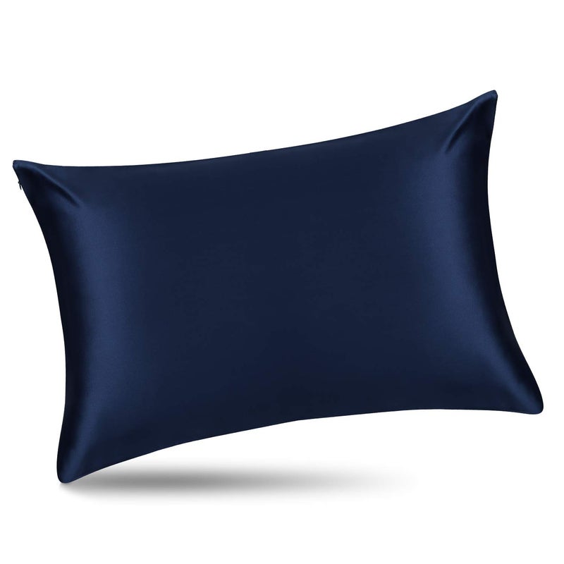 ALASKA BEAR Silk Pillowcase for Hair and Skin  Set of 2 Pure Genuine 22 Momme Mulberry Silk Pillow Cases King Size for Bliss Sleep Better Than Poly Satin  Zipper Closure(2pc  Navy) - Image 2