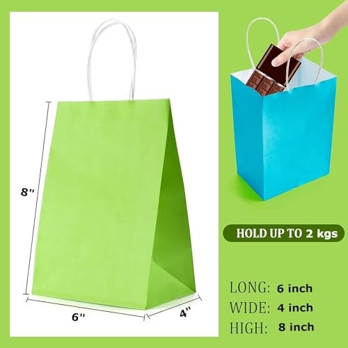 RanGit Bhumi Gift Bags- 10 pcs Rainbow Colored Paper Bags with Handles, Durable Small Return Gifts Paper Carry Bag- Party Favor Goodie Bag for Birthday, Wedding, Festivals, Treats (X-Small-Multicolor, Pack of 10) - Image 2