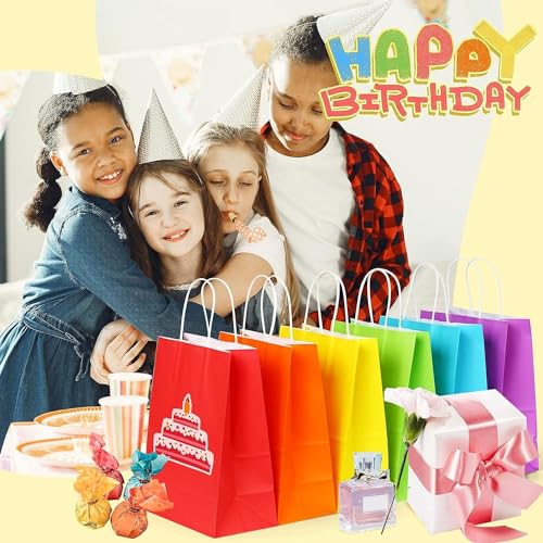 RanGit Bhumi Gift Bags- 10 pcs Rainbow Colored Paper Bags with Handles, Durable Small Return Gifts Paper Carry Bag- Party Favor Goodie Bag for Birthday, Wedding, Festivals, Treats (X-Small-Multicolor, Pack of 10) - Image 4