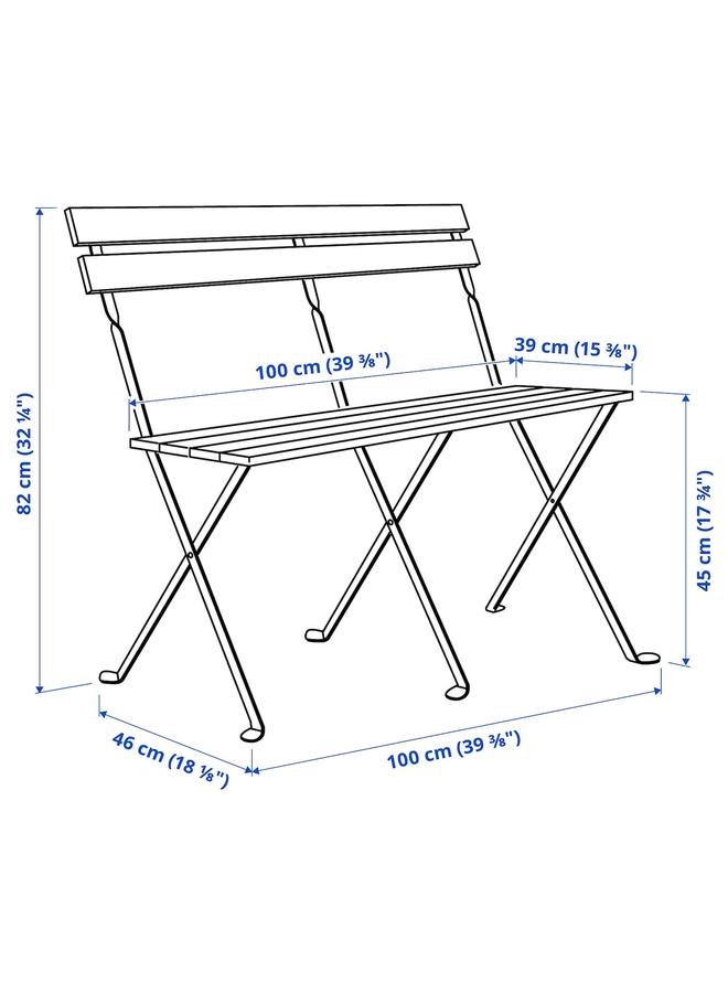 Zaboon Bench, outdoor, foldable black/light brown stained - Image 5