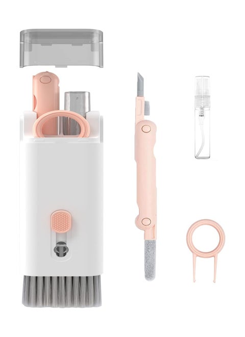 7 in 1 Computer Keyboard Cleaning Brush Set, Screen Dust Brush, Cleaning Kit for monitor Keyboard, Earbuds Cleaning Pen, Electronics Keyboard Cleaning Tools Cleaner Keycap Puller Kit (Pink)