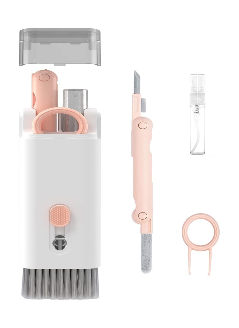 7 in 1 Computer Keyboard Cleaning Brush Set, Screen Dust Brush, Cleaning Kit for monitor Keyboard, Earbuds Cleaning Pen, Electronics Keyboard Cleaning Tools Cleaner Keycap Puller Kit (Pink)