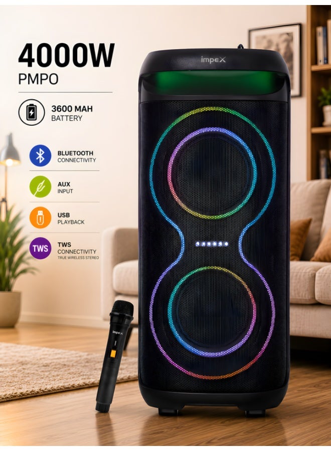 12 inch Portable Trolly Speaker Music Player Song With Outdoor and Indoor DJ Party System- 4000W (PMPO),12V Battery, USB, TF, AUX, FM Radio, Mic Input, Bluetooth Function, UHF MIC - High-Quality Sound Experience - Black, TS 81 Black Black