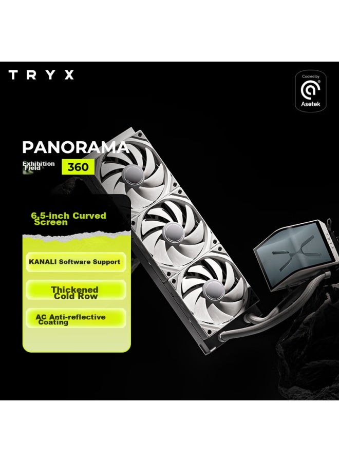 Tryx Panorama 360 Water-cooled Cpu Cooler, White, 6.67-inch Curved Screen, Asetek8, Ki Software, Naked Eye 3d Visualization - Image 1