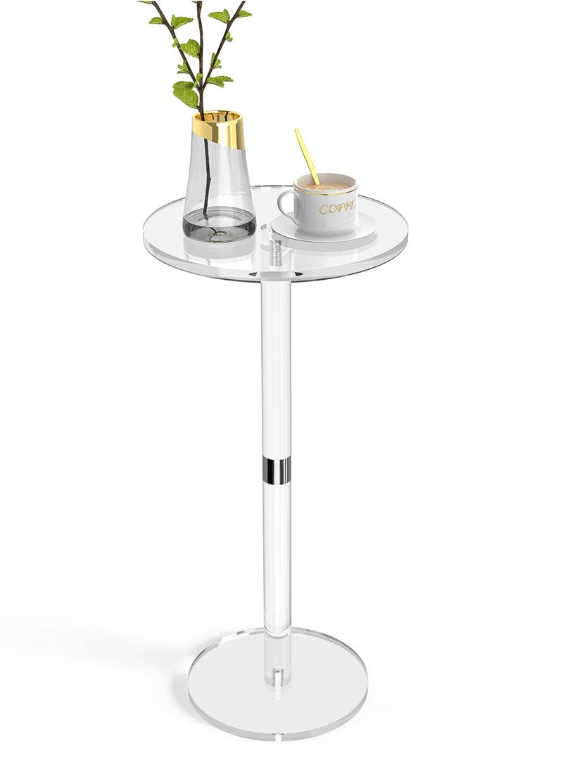 XiuWoo Clear Acrylic Side Table 25cm Round Modern End Table for Indoor Outdoor Living Room Bedroom Bathroom Office Waterproof Drink Table with Tool-Free Assembly Small Space Solution - Image 1