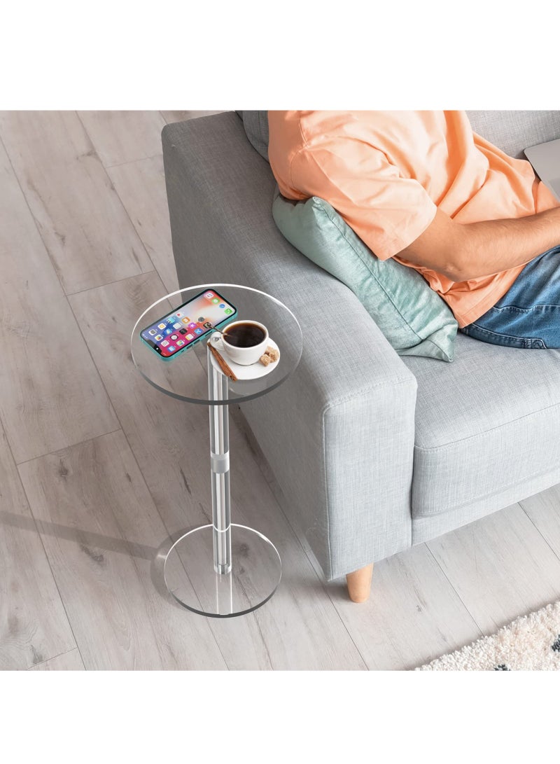 XiuWoo Clear Acrylic Side Table 25cm Round Modern End Table for Indoor Outdoor Living Room Bedroom Bathroom Office Waterproof Drink Table with Tool-Free Assembly Small Space Solution - Image 5