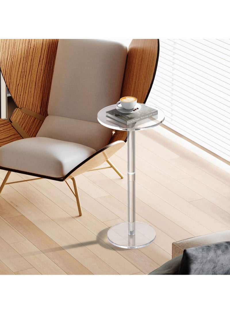 XiuWoo Clear Acrylic Side Table 25cm Round Modern End Table for Indoor Outdoor Living Room Bedroom Bathroom Office Waterproof Drink Table with Tool-Free Assembly Small Space Solution - Image 2