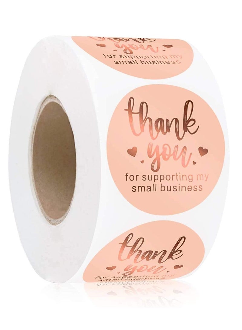 بريميفي 600 قطعة من ملصقات شكرًا لك باللون الذهبي الوردي مقاس 1.5 بوصة - Image 1
