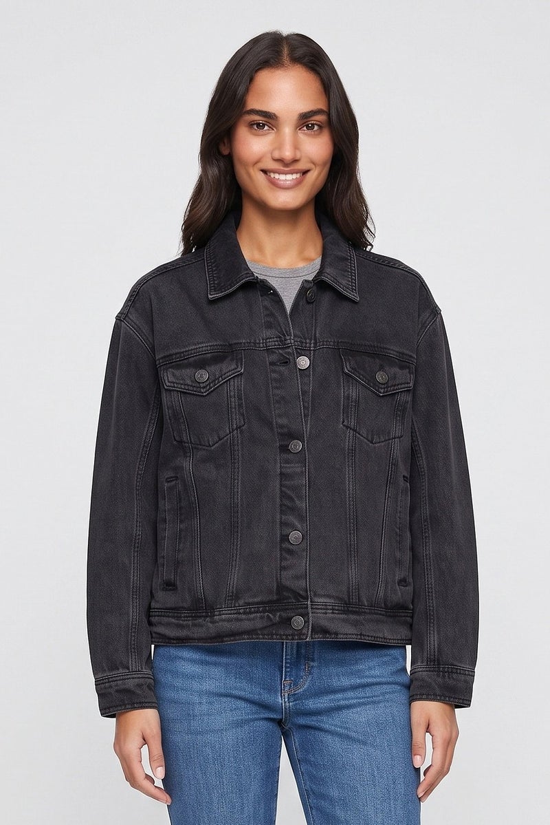 Walter Baker Women Washed Denim Jacket, Black - Image 1