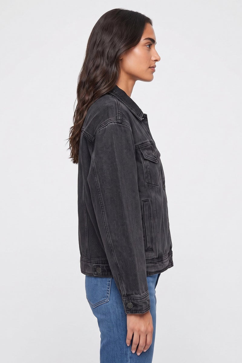 Walter Baker Women Washed Denim Jacket, Black - Image 3