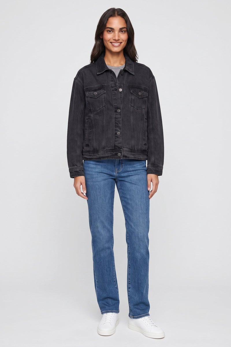 Walter Baker Women Washed Denim Jacket, Black - Image 2