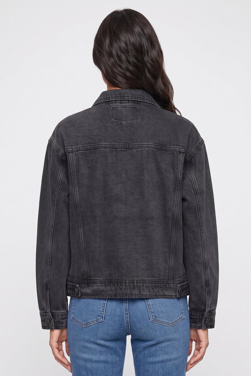 Walter Baker Women Washed Denim Jacket, Black - Image 4