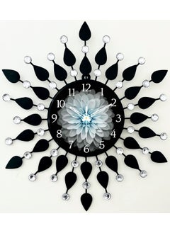 Nautical King Wall Clock for Home Stylish 20 inch dial 8 inch Black Colour Beautiful Flower Design Antique Style Art Unique Office Decor Iron Metal Glass (Gray Dial)