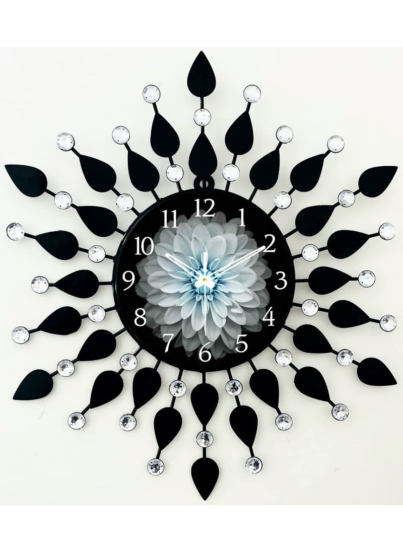 Generic - Nautical King Wall Clock for Home Stylish 20 inch dial 8 inch Black Colour Beautiful Flower Design Antique Style Art Unique Office Decor Iron Metal Glass (Gray Dial) - Image 1