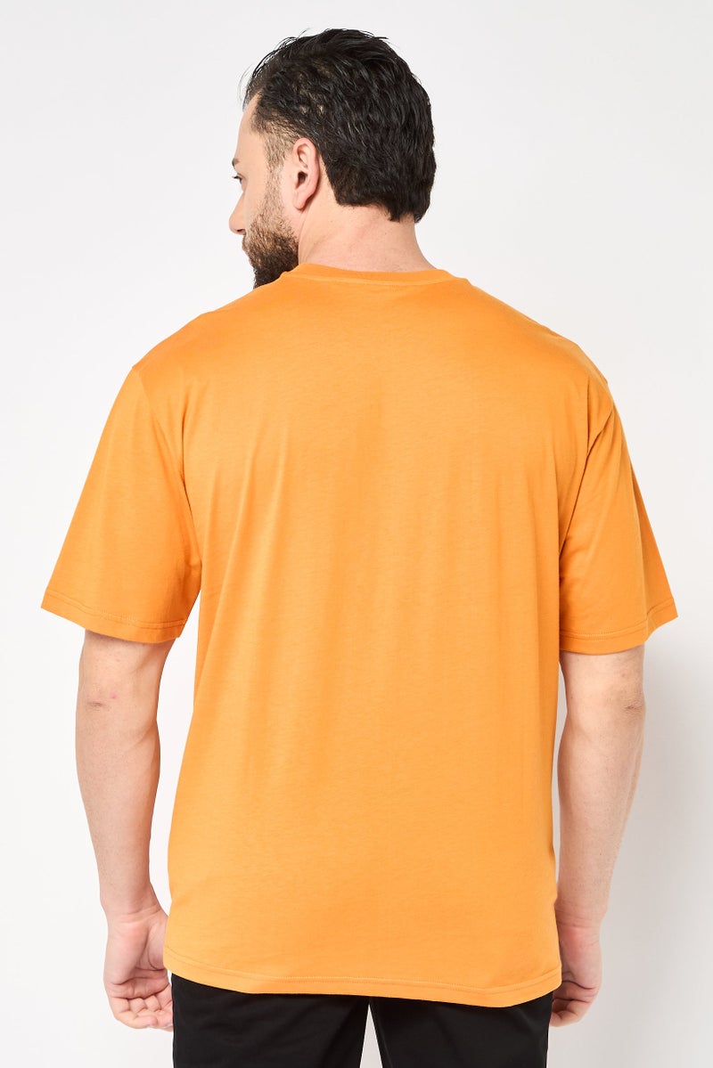 Karl Lagerfeld Men Crew Neck Short Sleeve Graphic Print T-Shirt, Orange - Image 4