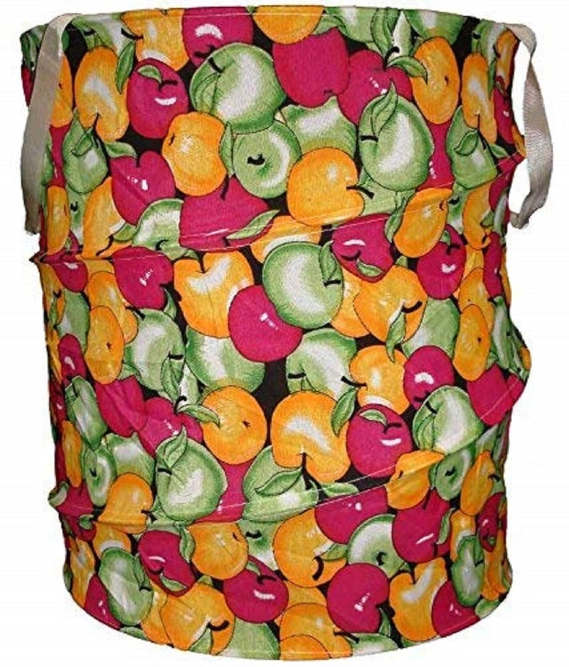 Kuber Industries Round Foldable Cotton Laundary Basket, 40 litres,Multicolour,Standard,KI4997 - Image 5