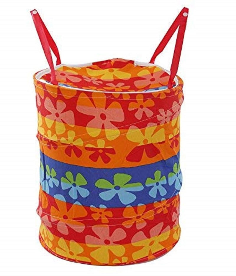 Kuber Industries Round Foldable Cotton Laundary Basket, 40 litres,Multicolour,Standard,KI4997 - Image 2