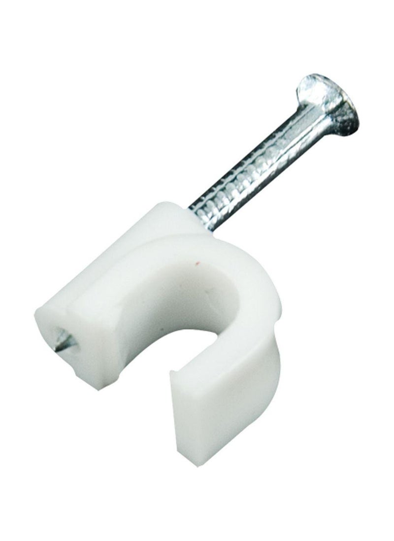 Truvic Truvic 100 Pcs 6mm Diameter Wire Fastener Circle Cable Clips with Metal Nail White6 mm 