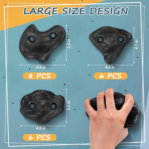 Soulchen 20 Pcs Rock Climbing Holds for Climber 3 Shapes Extra Large Rock Climbing Stones Wall Grips with Wrench Screw for Indoor and Outdoor Playground Backyard Park Play Set Back to School Gift - Image 5