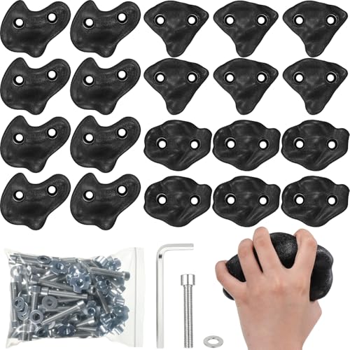 Soulchen 20 Pcs Rock Climbing Holds for Climber 3 Shapes Extra Large Rock Climbing Stones Wall Grips with Wrench Screw for Indoor and Outdoor Playground Backyard Park Play Set Back to School Gift - Image 1