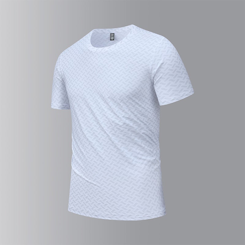 Summer High-Density Ice Silk Cool T-Shirt Outdoor Sports Leisure Two-Open Half-Sleeve Loose - Image 1