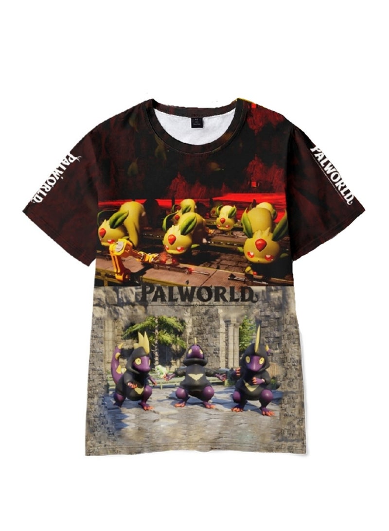 Palworld Phantom Beast Palu 3D digital printing adult and children summer short-sleeved T-shirt - Image 1