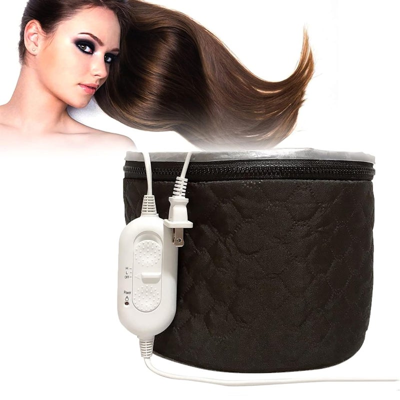XNX 110V Electric Hair Cap,Hair Care Hat,Home Hair SPA Beauty Cap,Hair Steamer Thermal Heat Cap,Nourishing Hair Hat with 3 Mode Temperature Control Black - Image 1