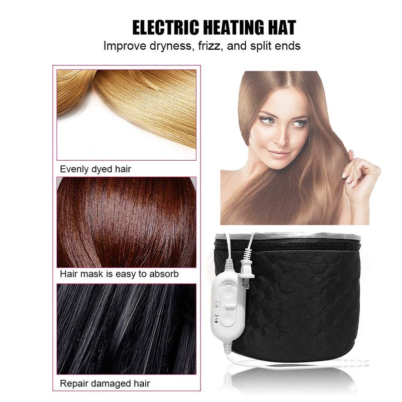 XNX 110V Electric Hair Cap,Hair Care Hat,Home Hair SPA Beauty Cap,Hair Steamer Thermal Heat Cap,Nourishing Hair Hat with 3 Mode Temperature Control Black - Image 3