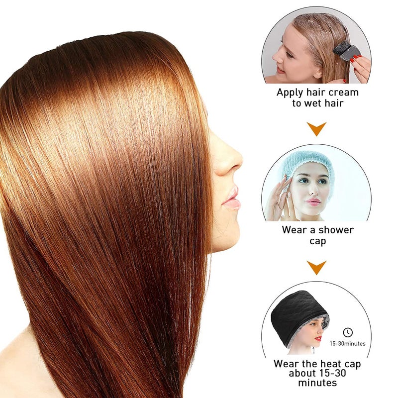 XNX 110V Electric Hair Cap,Hair Care Hat,Home Hair SPA Beauty Cap,Hair Steamer Thermal Heat Cap,Nourishing Hair Hat with 3 Mode Temperature Control Black - Image 4