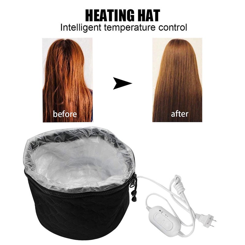 XNX 110V Electric Hair Cap,Hair Care Hat,Home Hair SPA Beauty Cap,Hair Steamer Thermal Heat Cap,Nourishing Hair Hat with 3 Mode Temperature Control Black - Image 2