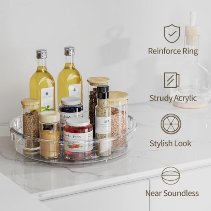 Lazy Susan Organizer Turntable for Cabinet, Pantry Organizers and Storage, Rotating Condiment Organizer for Kitchen, Table Top, Fridge, Countertop, Spice Organization, 9.25'' 10.6'' 12 - Image 4