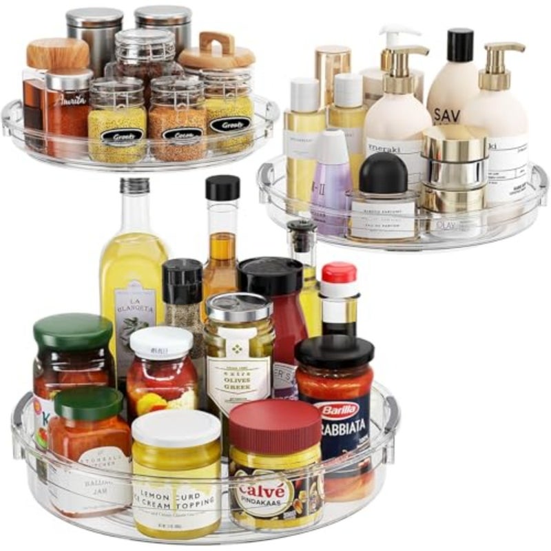 Lazy Susan Organizer Turntable for Cabinet, Pantry Organizers and Storage, Rotating Condiment Organizer for Kitchen, Table Top, Fridge, Countertop, Spice Organization, 9.25'' 10.6'' 12 - Image 1