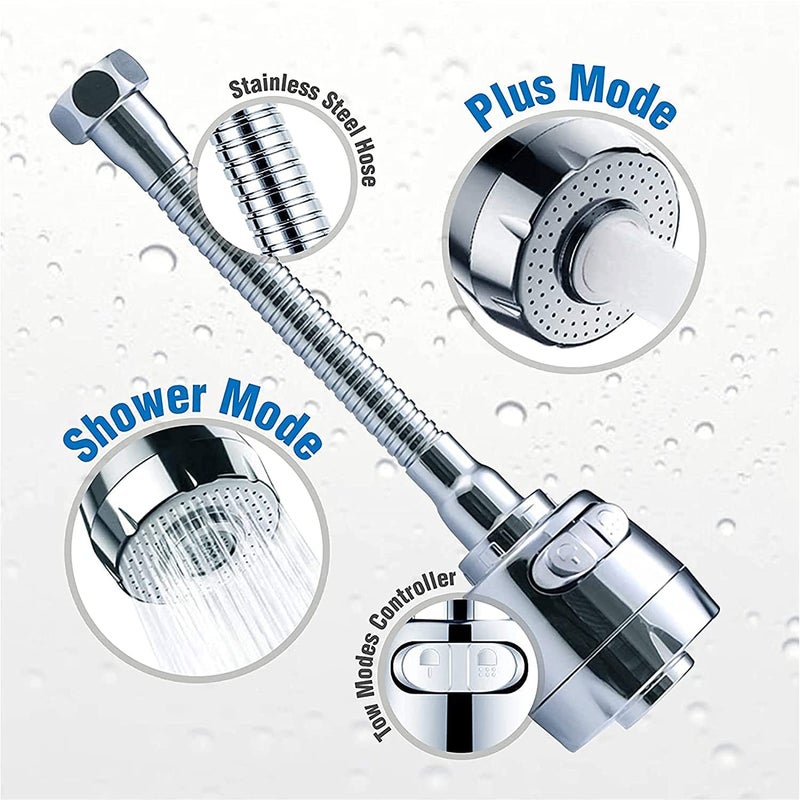 NAIDEV 1pack Kitchen Faucet Aerator Sink Tap Sprayer Head360 Degree Rotatable ABS AntiSplash Faucet Sprayer Head Replacement Flexible Faucet Sprayer Sink Nozzle Attachment with 2 Mode 1 1 - Image 4