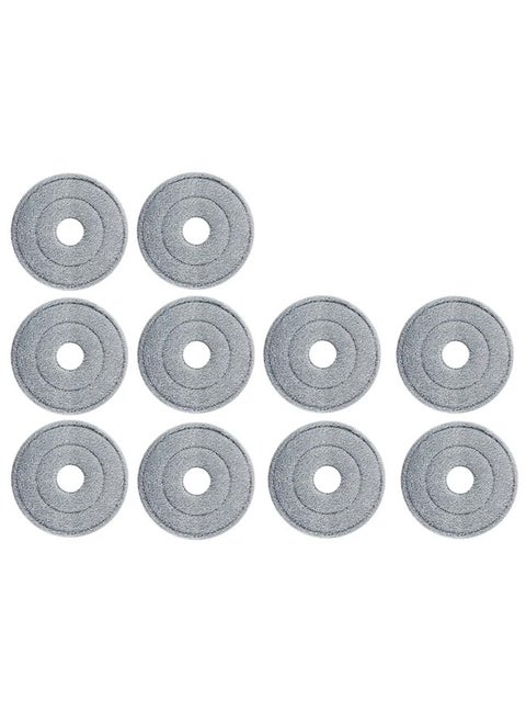 Gray replacement mop set for wiping and cleaning floors, consisting of 10 pieces