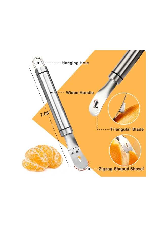 Green Tiger Stainless Steel Orange Peeler, Long Handle Orange Citrus Peeler Tool, Triangular-Blade & Zigzag-Shovel Orange Peeler Gadget, Easy to Peel, for Kitchen Gadgets - Image 4