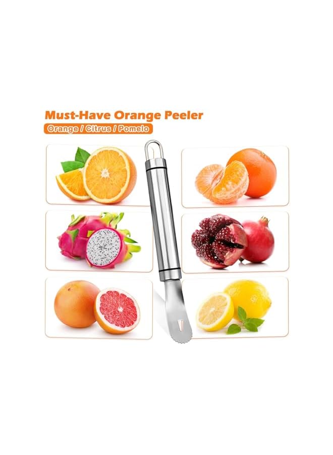 Green Tiger Stainless Steel Orange Peeler, Long Handle Orange Citrus Peeler Tool, Triangular-Blade & Zigzag-Shovel Orange Peeler Gadget, Easy to Peel, for Kitchen Gadgets - Image 3