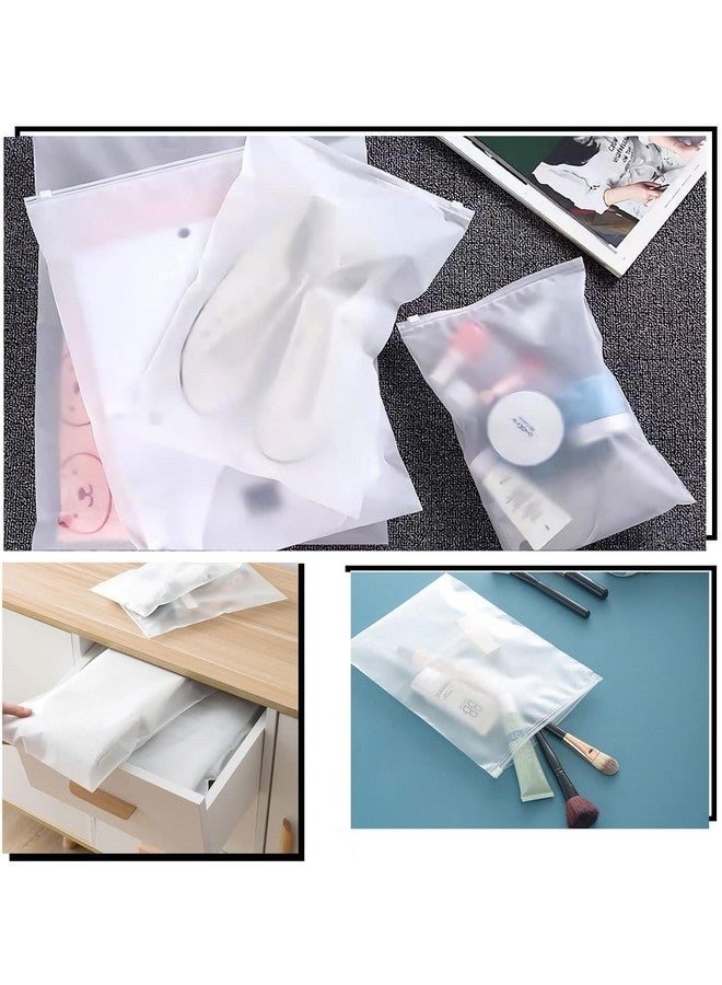 GREENTWISH Polyethylene Frosted Zipper Bag|Travel Bag For Shoes Cosmetics Jewellery Toiletries School Trip|Resealable|LDPE Zip Lock Space Saver Bags with Air Vent Hole (Pack of 30), Transparent - Image 3