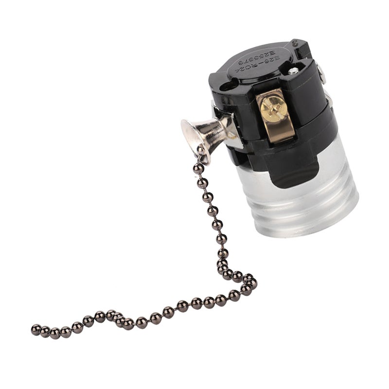 E27 Aluminum Vintage Light Socket with Pull Chain Desk Lamp Lighting Holder Screw Base (Black) - Image 5