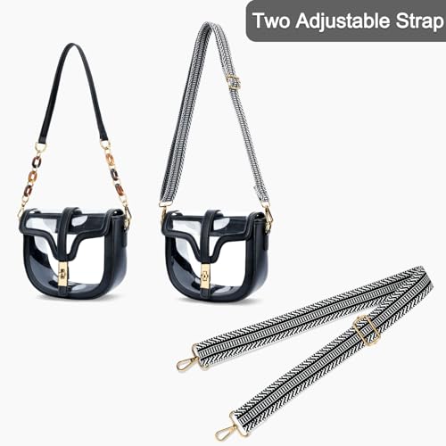 KKXIU Clear Crossbody Bag for Women Stadium Approved Vegan Leather Concert Shoulder Sports See-Through Purse (Black) - Image 3