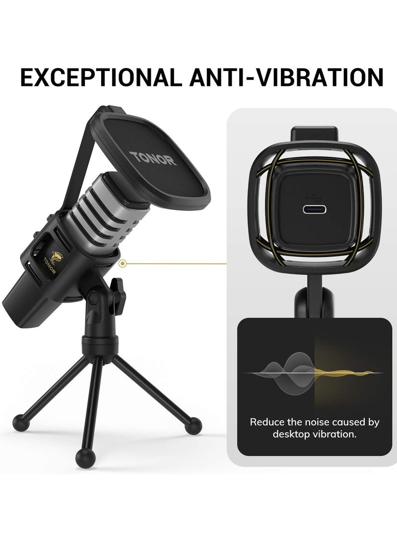TONOR "Tonor TC30 USB Cardioid Condenser Microphone with Tripod and Pop Filter - Perfect for Gaming, Streaming, and Podcasting" - Image 3