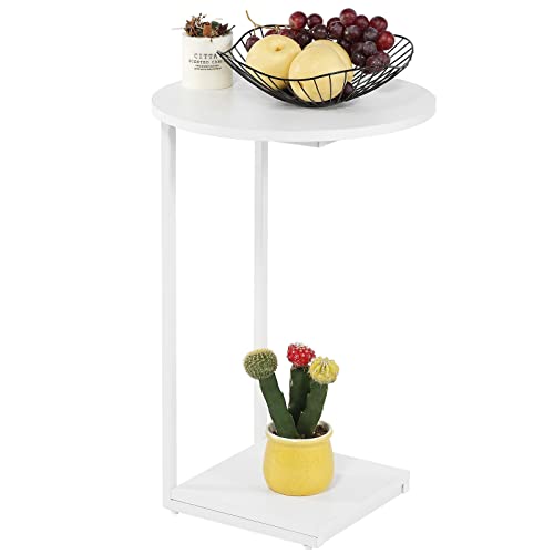 DCLRN Small End Tablec Table End Table for SofaRound Coffee Table is Suitable for Living Room and BedroomWhite