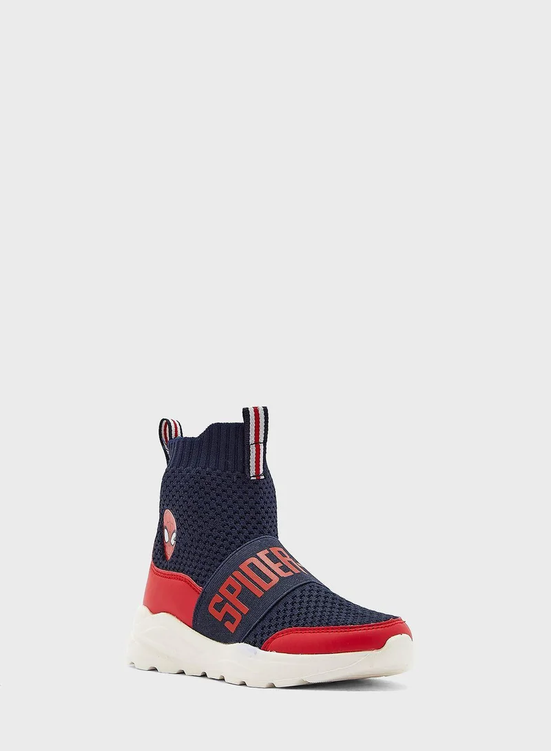 UrbanHaul Urban Haul X Warner Bros Spiderman Kids High Top Slip On Sneakers