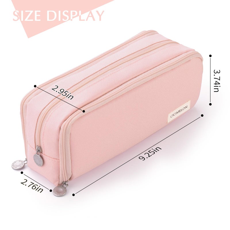 CICIMELON Large Capacity Pencil Case 3 Compartment Pouch Pen Bag for School Teen Girl Boy Men Women (Pink) - Image 5