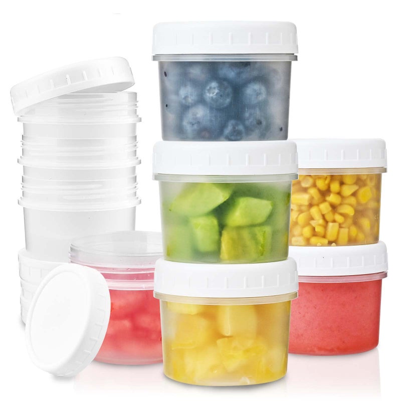 TUZAZO 5 Oz Food Storage Containers with Screw Lids 12Count BPA Free Small Snack Plastic Freezer Container for Sauce Jam and Puree Reusable Plastic Ice Cream Containers